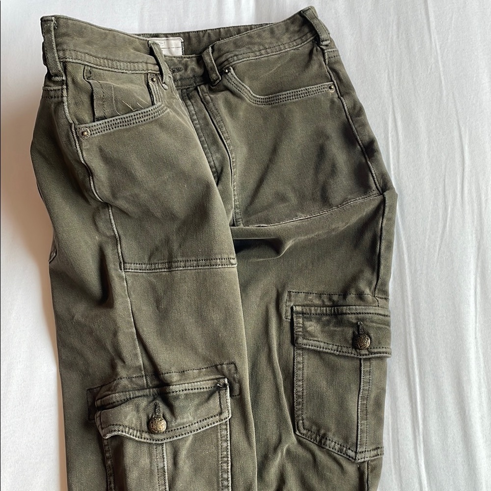 Free People Olive Green Cargo Pants - Picture 2 of 6